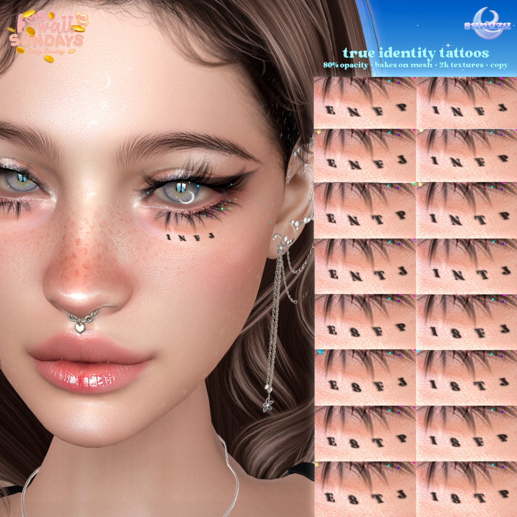 True Identity Tattoos - EvoX	&lt;a href=&quot;http://maps.secondlife.com/secondlife/Eagle%20District/190/217/2137&quot; target=&quot;_blank&quot;&gt;Teleport&lt;/a&gt;