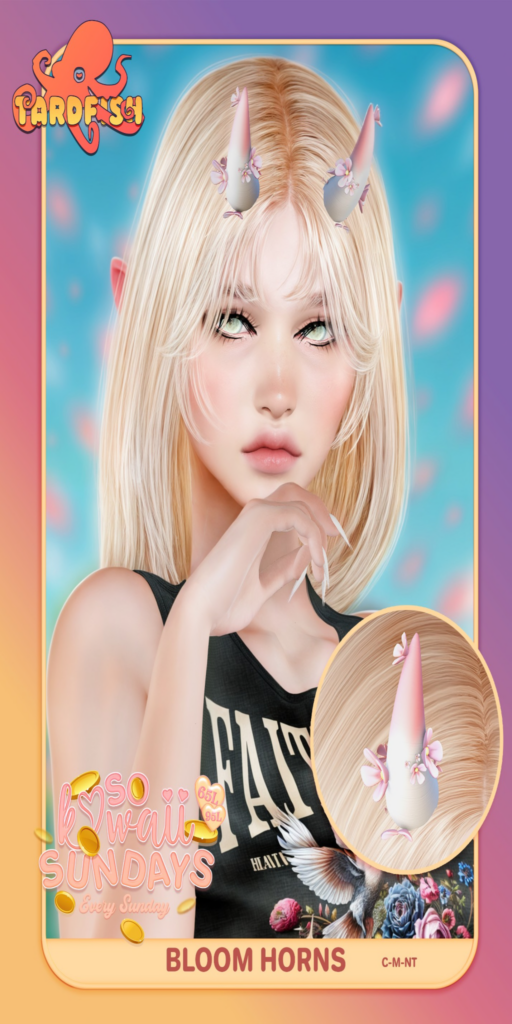 Bloom Horns	&lt;a href=&quot;http://maps.secondlife.com/secondlife/Tardfish/148/120/33&quot;&gt;Teleport&lt;/a&gt;