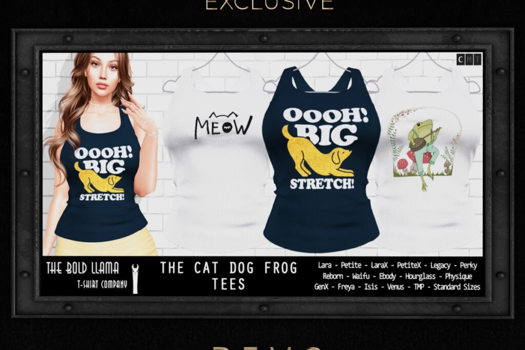 The Cat Dog Frog Tees - see ad for fits, L$150
