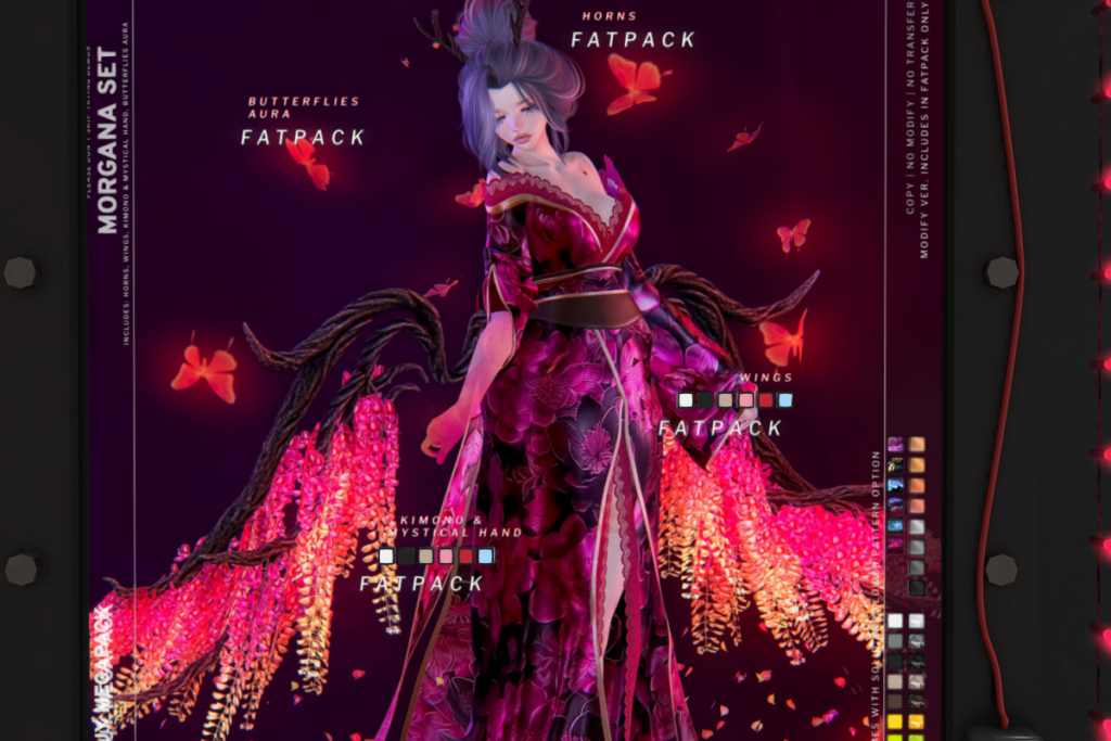 Morgana Kimono, Wings, &amp; Accessories - Reborn, L$350 each/L$1350 each FP/L$3000 MP