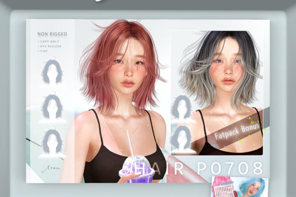 PO708 Hair, Asobi Hud L$38/L$288 each