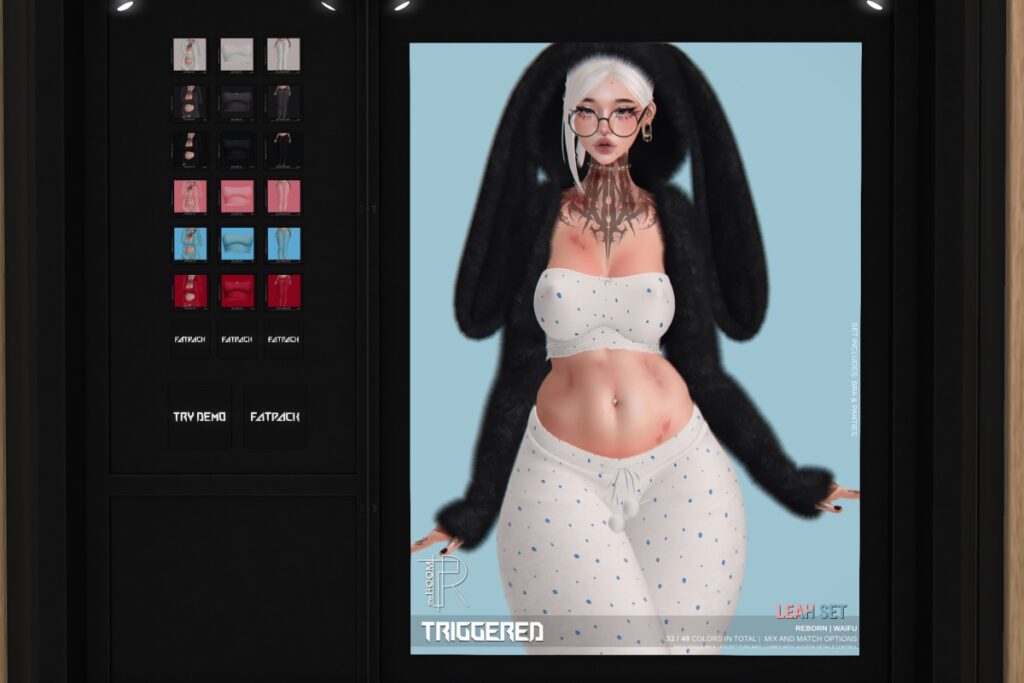 Leah Set - Reborn/+mods, L$200-L$250 each/L$1400-L$1600 each FP/L$2800 MP