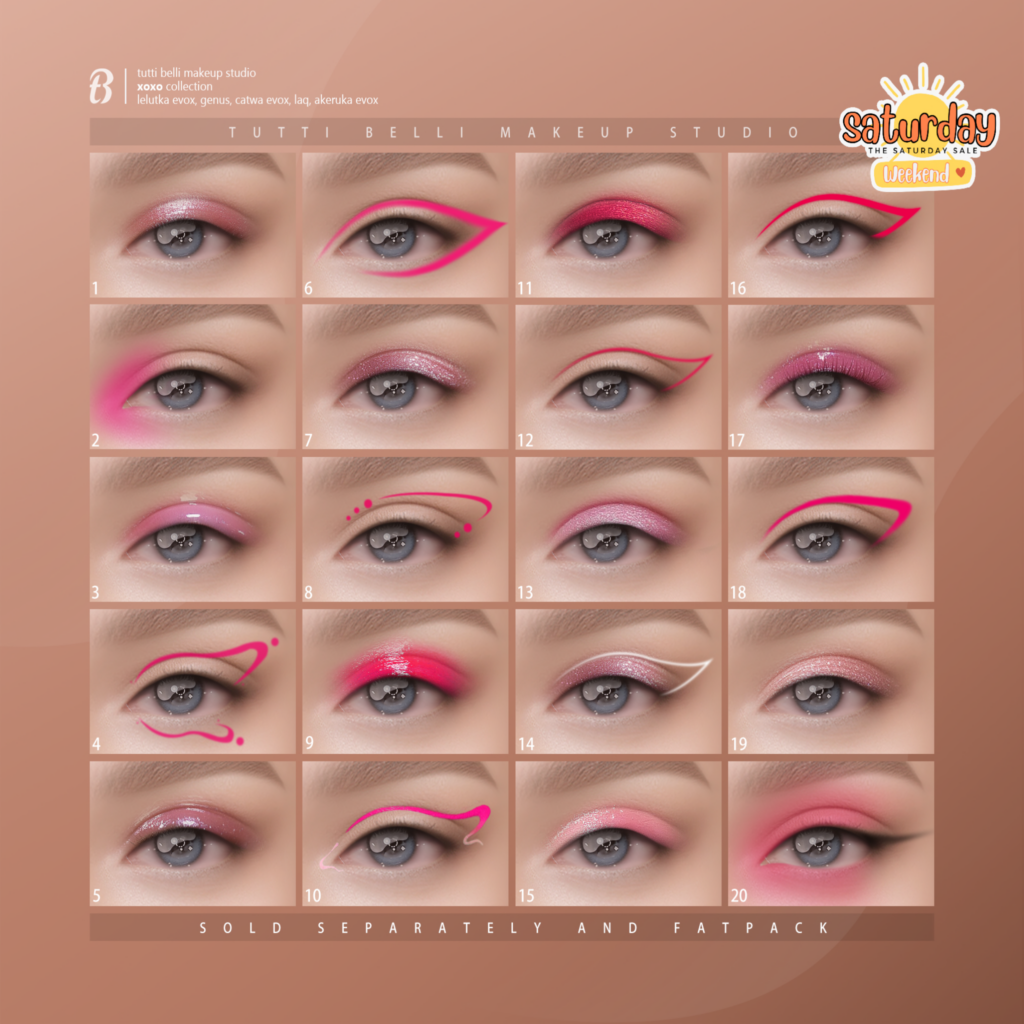 XOXO Collection Eyeshadow - AkX/CatwaX/EvoX/Genus/LAQ	&lt;a href=&quot;http://maps.secondlife.com/secondlife/Malkine/114/144/293&quot; target=&quot;_blank&quot;&gt;Teleport&lt;/a&gt;