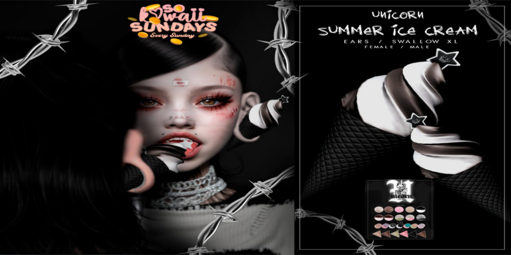 Summer Ice Cream Earrings - Swallow Gauged XL M+F	&lt;a href=&quot;http://maps.secondlife.com/secondlife/Tamburello/210/191/819&quot; target=&quot;_blank&quot;&gt;Teleport&lt;/a&gt;