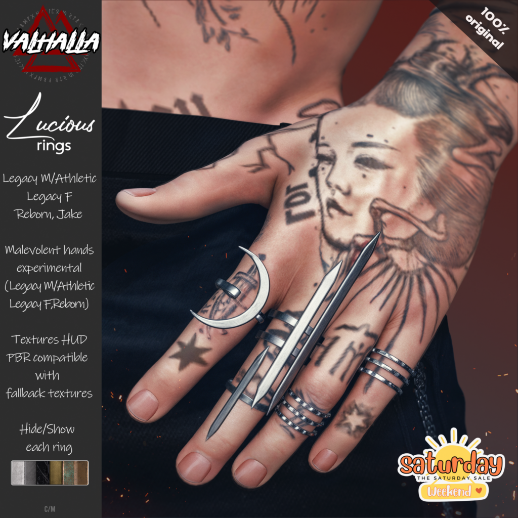 Lucious Rings - Jake/Legacy M+F/Reborn/+mods	&lt;a href=&quot;http://maps.secondlife.com/secondlife/Badwolf%20Valhalla/122/130/25&quot; target=&quot;_blank&quot;&gt;Teleport&lt;/a&gt;