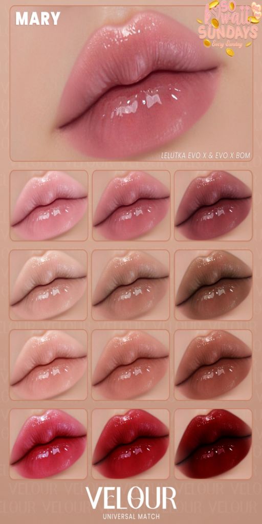 Mary Lipstick - EvoX	&lt;a href=&quot;http://maps.secondlife.com/secondlife/VELOUR/93/115/83&quot;&gt;Teleport&lt;/a&gt;