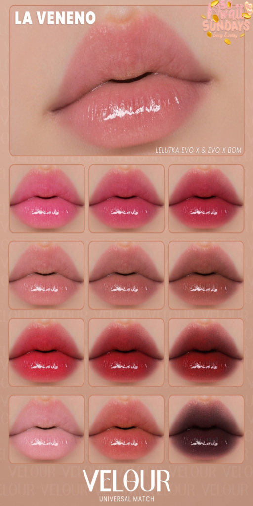 La Veneno Faded Lipstick - EvoX	&lt;a href=&quot;http://maps.secondlife.com/secondlife/VELOUR/93/115/83&quot; target=&quot;_blank&quot;&gt;Teleport&lt;/a&gt;