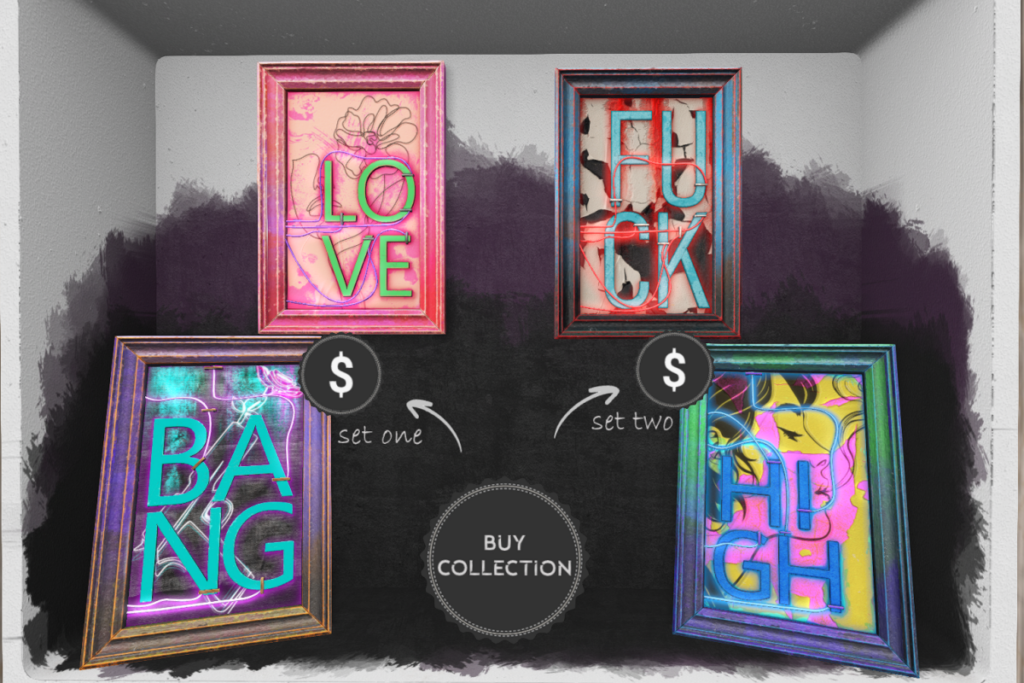 Neon Typography, L$350 each/L$525 FP