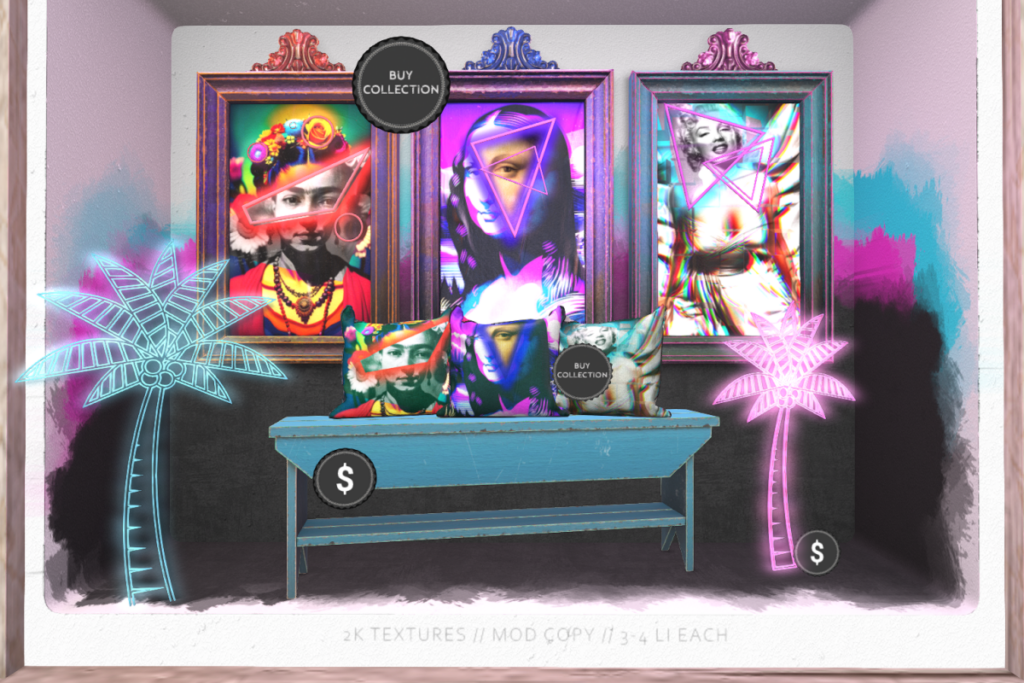 Electric Art Frames, L$100-L$125 each/L$250-L$399 each FP