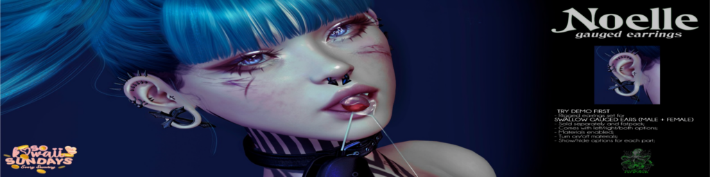 Noelle Gauged Earrings - Swallow Gauged M+F	&lt;a href=&quot;http://maps.secondlife.com/secondlife/Tomoeda/65/187/28&quot; target=&quot;_blank&quot;&gt;Teleport&lt;/a&gt;