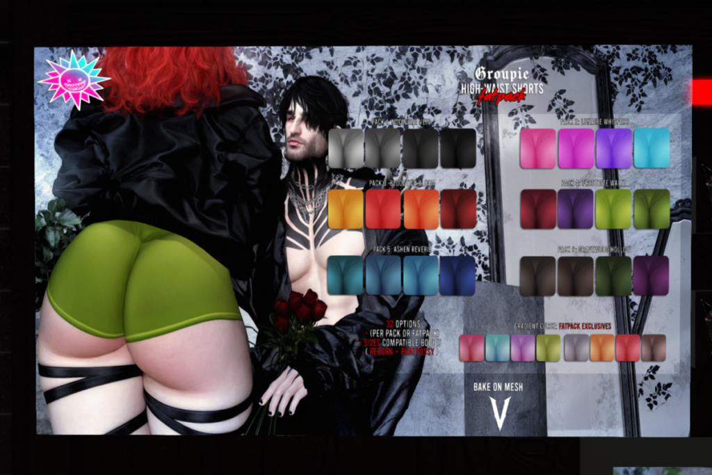 Groupie High-Waist Shorts - Reborn/+mods, L$222 each/L$888 FP