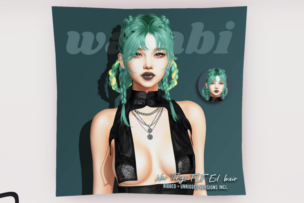 Neo Tokyo Hair	&lt;a href=&quot;http://maps.secondlife.com/secondlife/Coraline/127/149/55&quot;&gt;Teleport&lt;/a&gt;