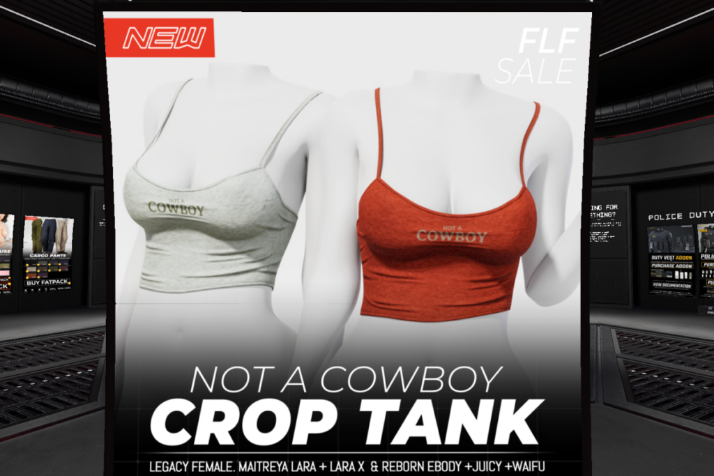Not A Cowboy Crop Tank - Legacy/Maitreya/Reborn/+mods	&lt;a href=&quot;http://maps.secondlife.com/secondlife/Classified/167/192/1002&quot; target=&quot;_blank&quot;&gt;Teleport&lt;/a&gt;