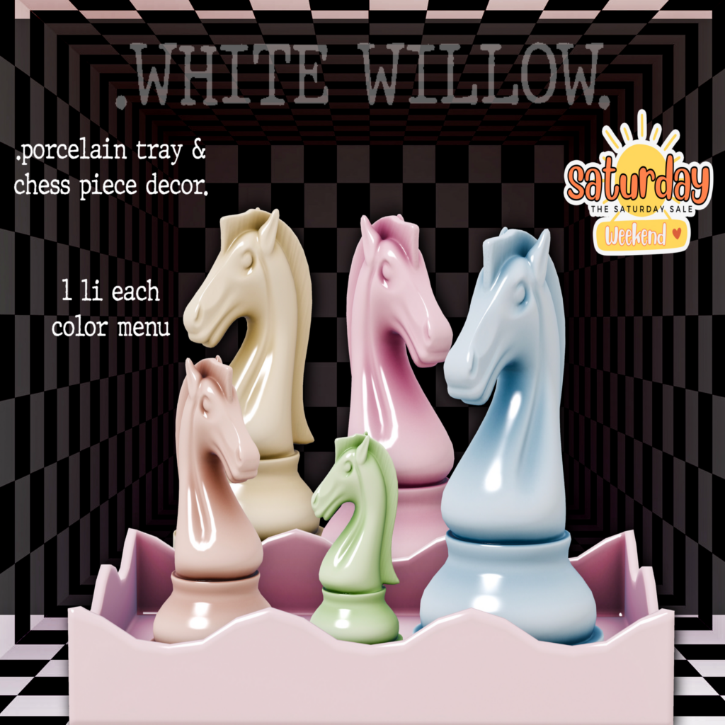Porcelain Tray &amp; Chess Piece Decor Set	&lt;a href=&quot;http://maps.secondlife.com/secondlife/Endless%20Beauty/133/194/39&quot; target=&quot;_blank&quot;&gt;Teleport&lt;/a&gt;