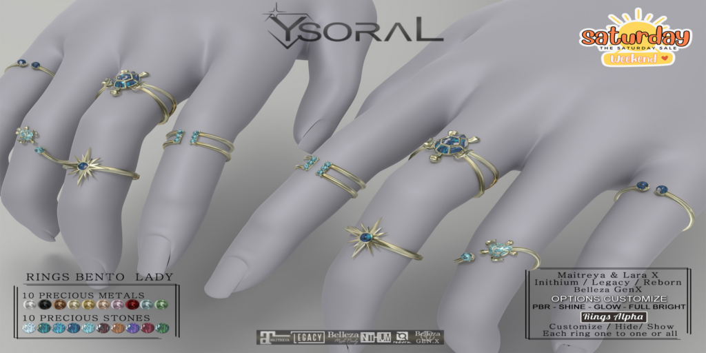Turtle Rings - GenX/Inithium/Legacy/Maitreya/Reborn/+mods	&lt;a href=&quot;http://maps.secondlife.com/secondlife/YsoraL/145/111/33&quot; target=&quot;_blank&quot;&gt;Teleport&lt;/a&gt;