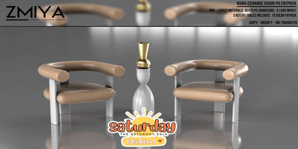 Kuda Ceramic Chair PG Set	&lt;a href=&quot;http://maps.secondlife.com/secondlife/The%20Moon%20Kingdom/120/43/21&quot; target=&quot;_blank&quot;&gt;Teleport&lt;/a&gt;