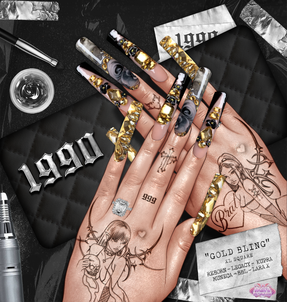 Gold Bling Nail Set - Inithium/Legacy/MaitreyaX/Reborn/Yentements