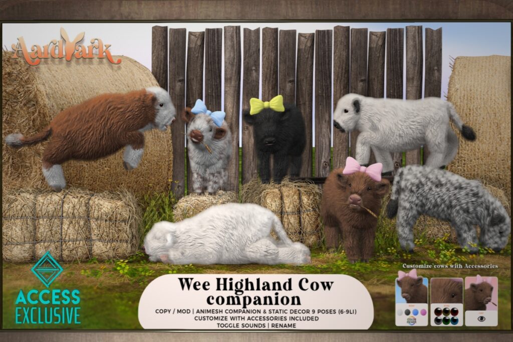 Wee Highland Cow Animesh Companion, L$499 each/L$1999 FP