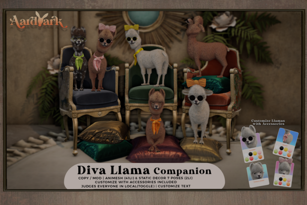 Diva Llama Companion, L$449 each/L$1499 FP