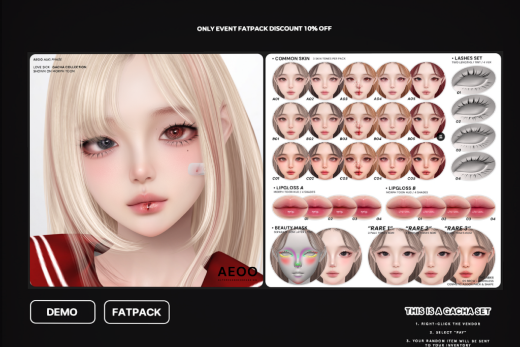 Love Sick Gacha - Genus MorphToon, L$95 per play/L$4500 FP