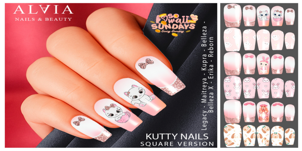 Kutty Mesh Nails - see ad for fits	&lt;a href=&quot;http://maps.secondlife.com/secondlife/Mellor/99/200/26&quot; target=&quot;_blank&quot;&gt;Teleport&lt;/a&gt;