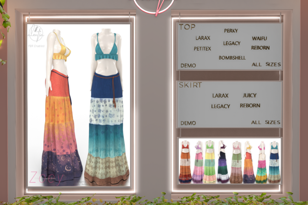 Zoey Top and Skirt - Legacy/MaitreyaX/Reborn/+mods, L$399 each/L$1299 each FP