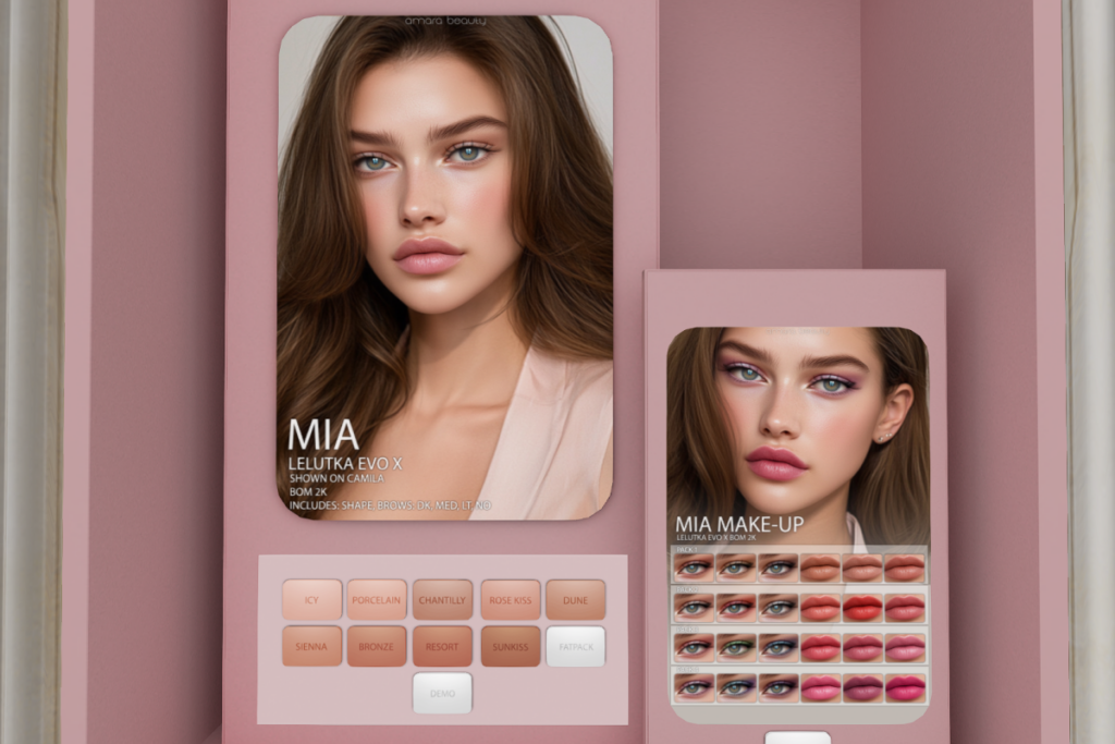 Mia Skin - EvoX, L$849 each/L$2999 FP | Mia Make-Up - EvoX, L$180 each
