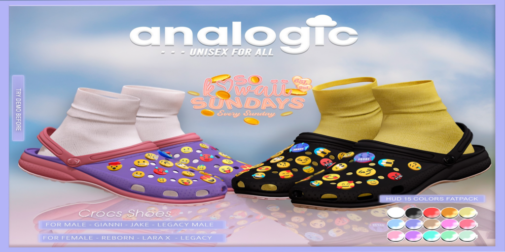 Crocs Shoes - Gianni/Jake/Legacy M+F/MaitreyaX/Reborn	&lt;a href=&quot;http://maps.secondlife.com/secondlife/Bliss%20Kingdom/64/160/2002&quot; target=&quot;_blank&quot;&gt;Teleport&lt;/a&gt;