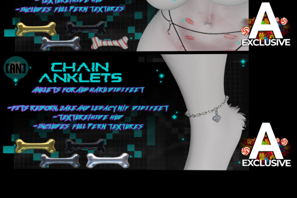Chain Anklets - Haru Digi Feet, L$200
