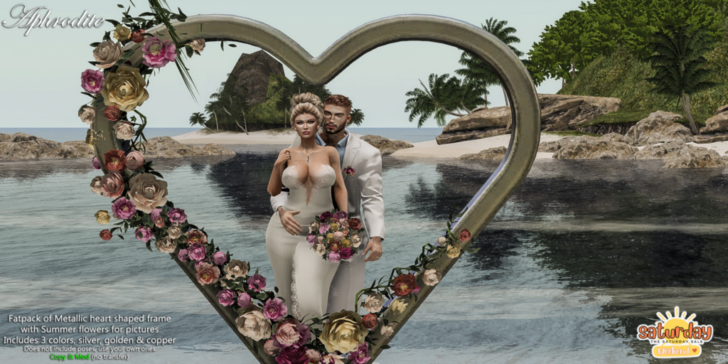 Metallic Heart Shape Frame With Summer Flowers	&lt;a href=&quot;http://maps.secondlife.com/secondlife/Shopping%20City/199/66/22&quot; target=&quot;_blank&quot;&gt;Teleport&lt;/a&gt;
