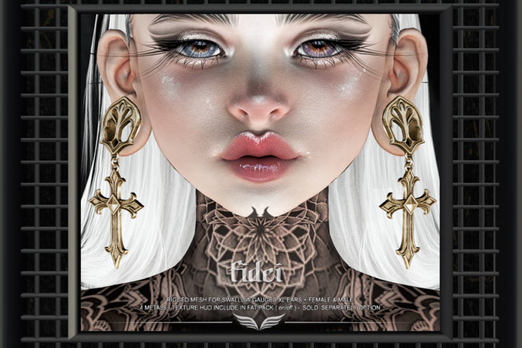 Fidei Earrings - Swallow Gauged XL F+M Ears, L$199 each/L$420 FP