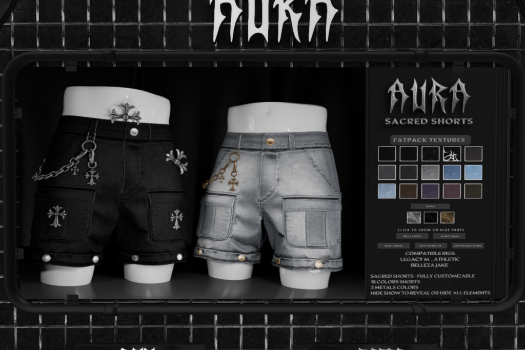 Sacred Shorts - Jake/Legacy/+mods, L$280 each/L$1350 FP