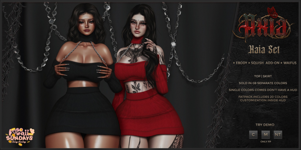 Kaia Set - Reborn/+mods	&lt;a href=&quot;http://maps.secondlife.com/secondlife/Winterfell%20North/143/94/27&quot; target=&quot;_blank&quot;&gt;Teleport&lt;/a&gt;