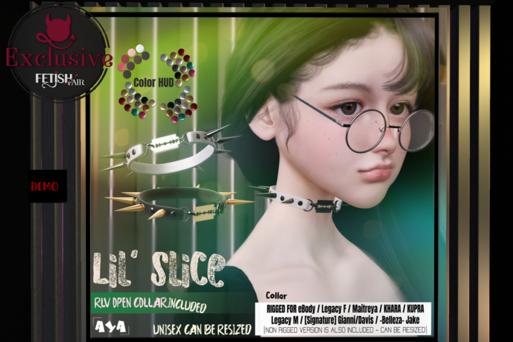Lil&#039; Slice Collar - Davis/Gianni/Inithium/Jake/Legacy F+M/Maitreya/Reborn, L$390