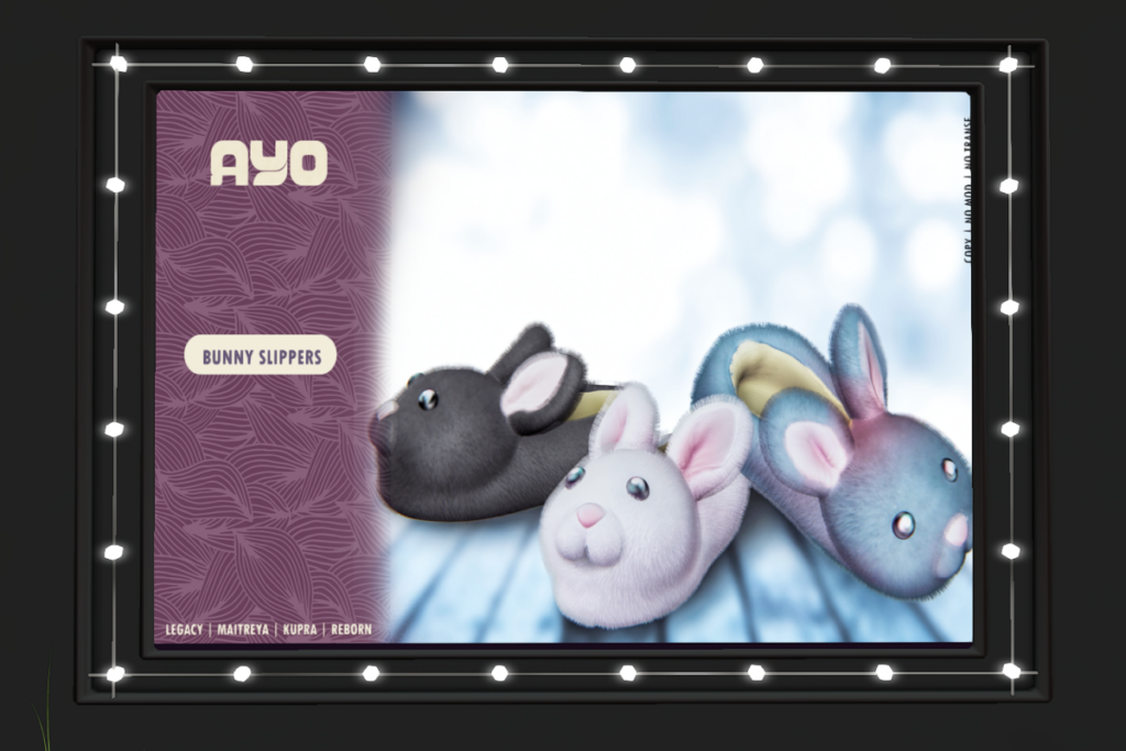 Bunny Slippers - Inithium/Legacy/Maitreya/Reborn	&lt;a href=&quot;http://maps.secondlife.com/secondlife/Wana/198/64/2000&quot; target=&quot;_blank&quot;&gt;Teleport&lt;/a&gt;