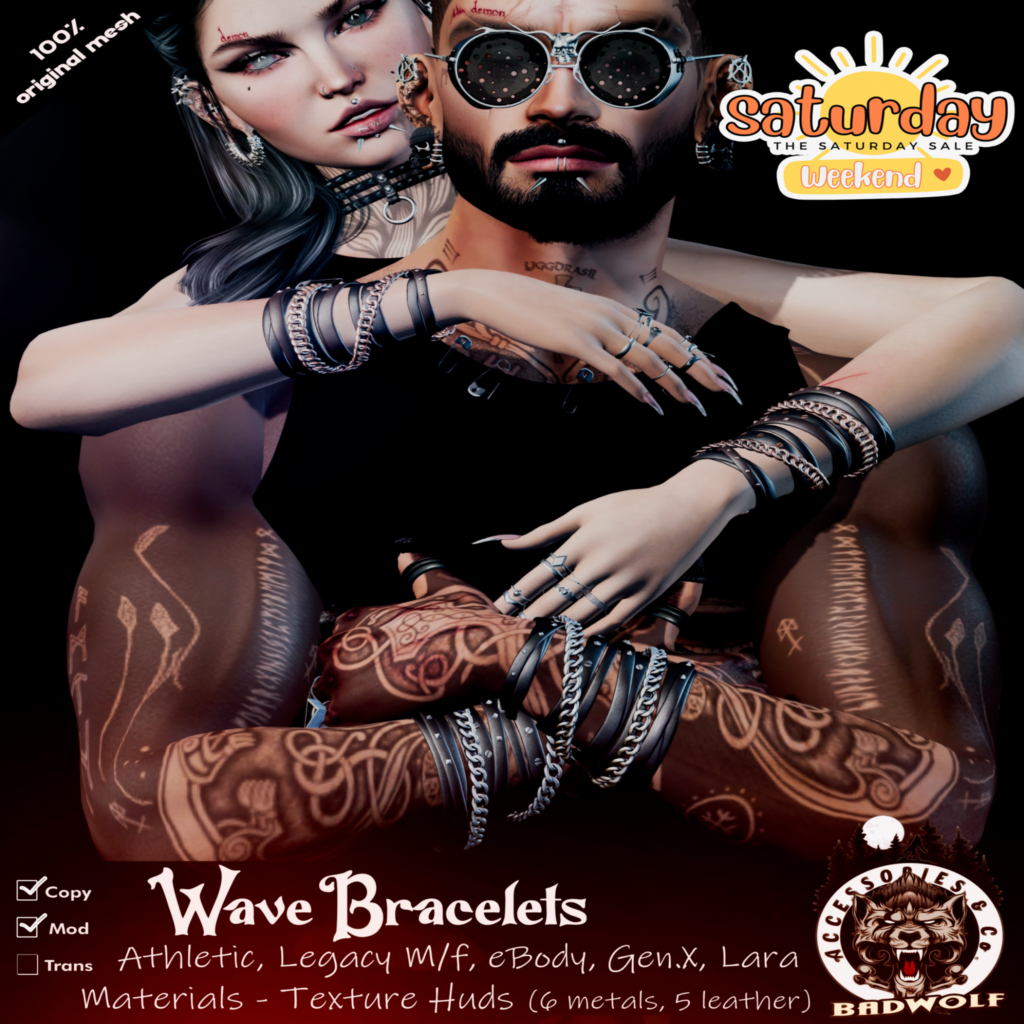 Wave Bracelets - GenX/Legacy M+F/Maitreya/Reborn/+mods	&lt;a href=&quot;http://maps.secondlife.com/secondlife/Badwolf%20Valhalla/122/130/26&quot; target=&quot;_blank&quot;&gt;Teleport&lt;/a&gt;