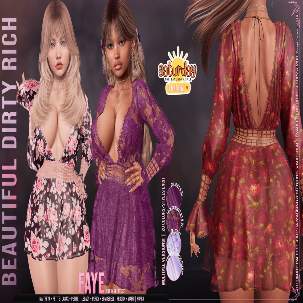 Faye Outfit - Inithium/Legacy/Maitreya/Reborn/+mods	&lt;a href=&quot;http://maps.secondlife.com/secondlife/Beautiful%20Dirty%20Rich/125/121/22&quot; target=&quot;_blank&quot;&gt;Teleport&lt;/a&gt;