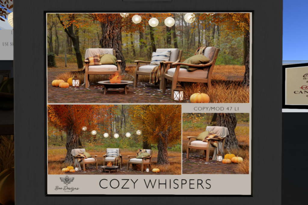 Cozy Whispers, L$319-L$389 each