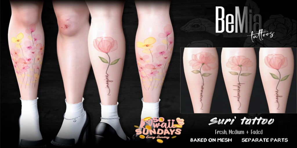 Suri Tattoos - BOM	&lt;a href=&quot;http://maps.secondlife.com/secondlife/Rosehaven/218/121/2501&quot; target=&quot;_blank&quot;&gt;Teleport&lt;/a&gt;