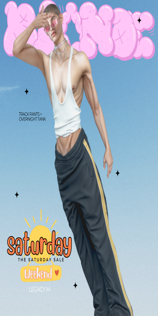 Track Pants + Overnight Tank - Legacy	&lt;a href=&quot;http://maps.secondlife.com/secondlife/VELOUR/84/113/83&quot; target=&quot;_blank&quot;&gt;Teleport&lt;/a&gt;