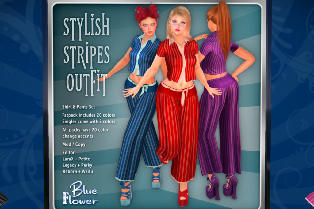 Stylish Stripes Outfit - Legacy/MaitreyaX/Reborn/+mods, L$299 each/L$1299 FP