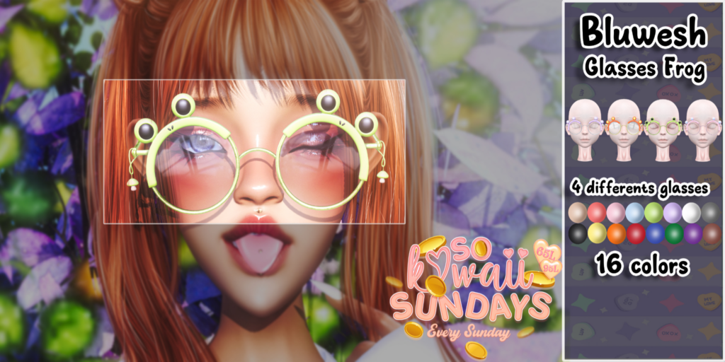 Frog Glasses	&lt;a href=&quot;http://maps.secondlife.com/secondlife/Tortoise%20District/77/112/2001&quot; target=&quot;_blank&quot;&gt;Teleport&lt;/a&gt;