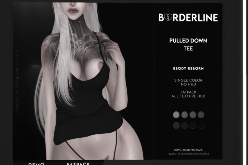 Pulled Down Tee - Reborn, L$199 each/L$599 FP
