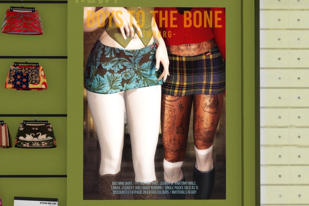 Bas Mini Skirt - Anatomy/Jake/Legacy M+F/MaitreyaX/Reborn, L$50 each/L$999 FP