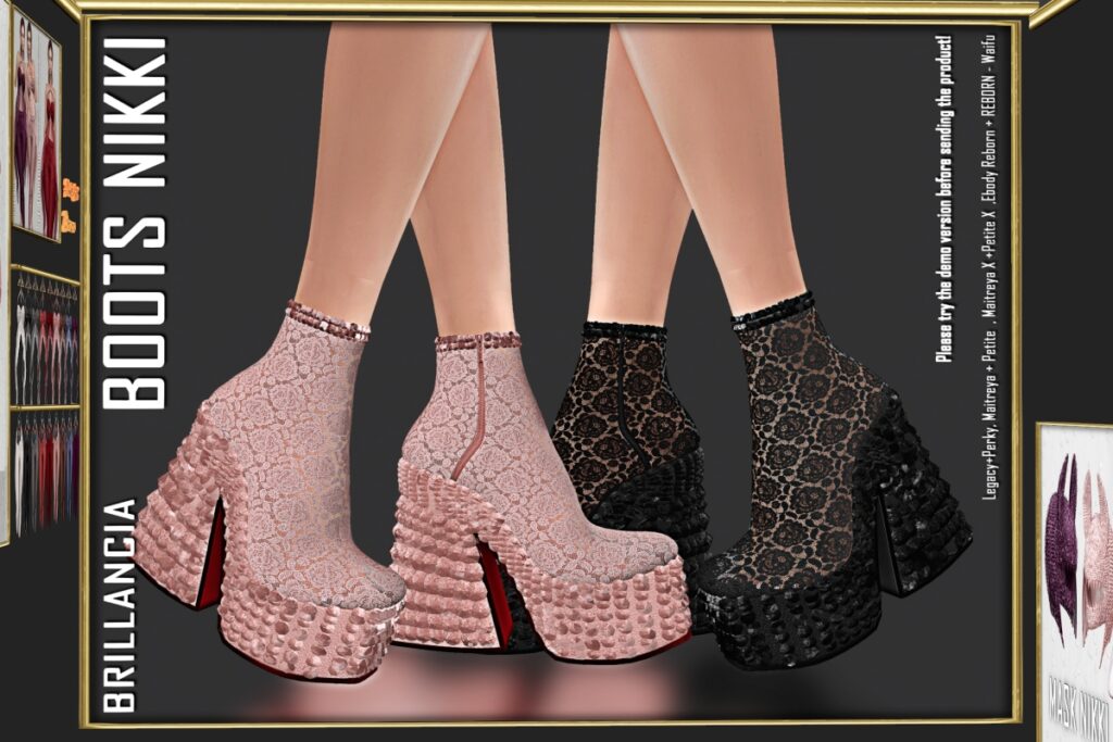 Nikki Boots - Legacy/Maitreya/Reborn/+mods, L$299 each/L$1299 FP