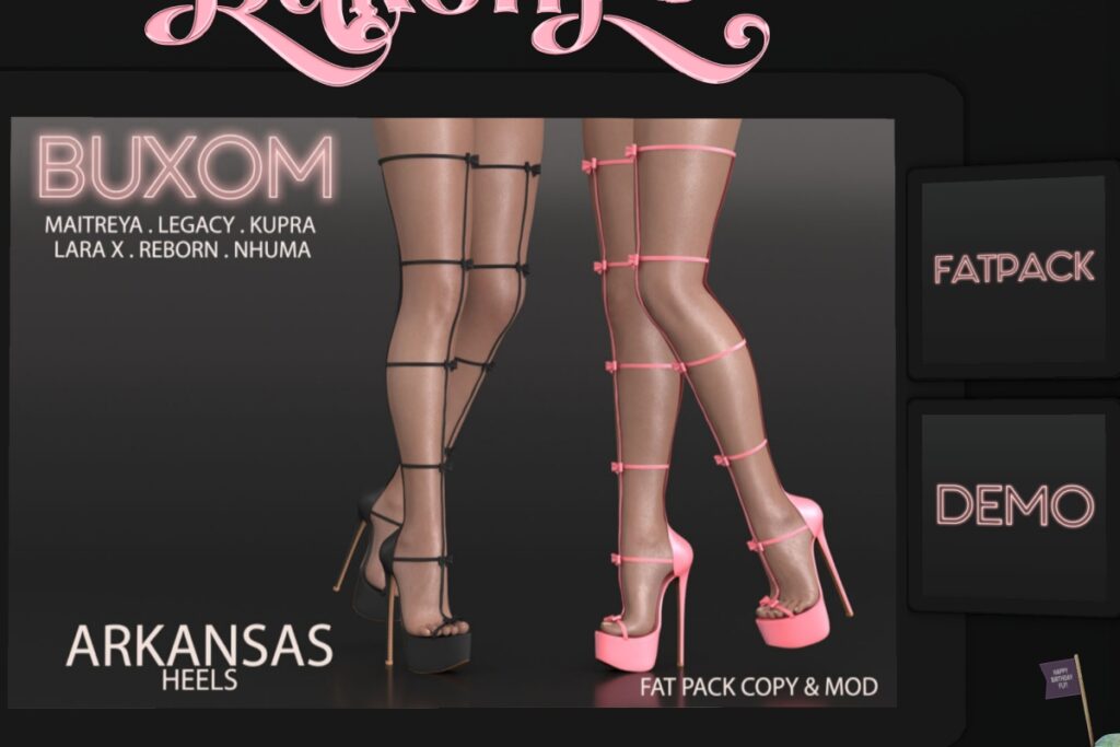 Arkansas Heels - Inithium/Legacy/Maitreya/Nhumana/Reborn/+mods, L$50 each/L$249 FP