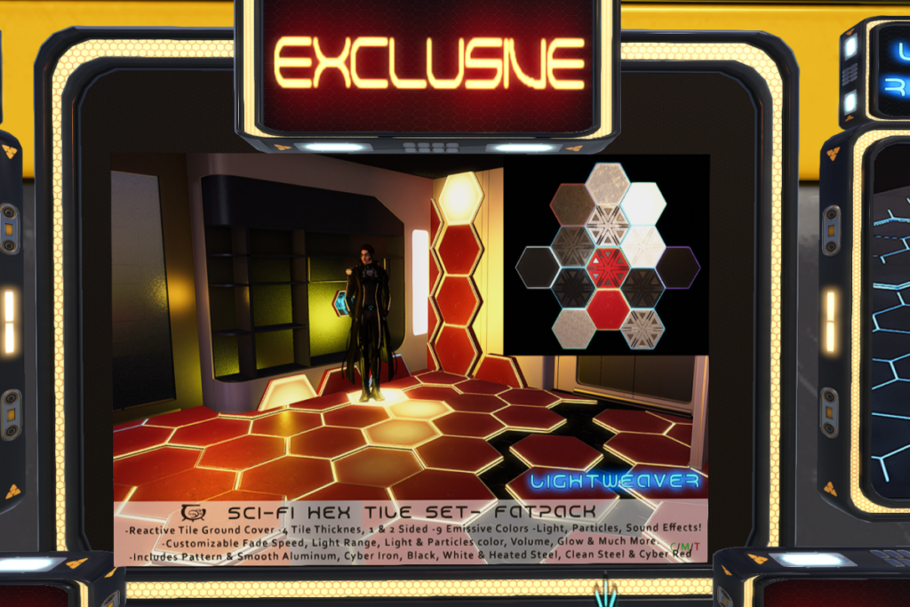 Scifi Hex Tile, L$449-L$649 each