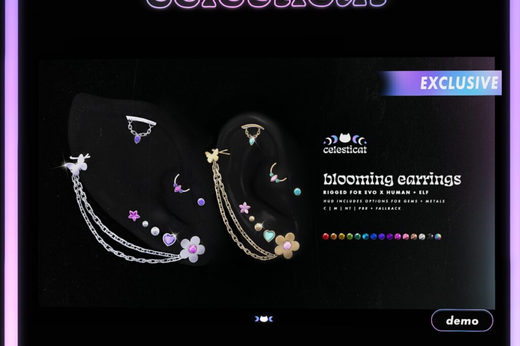 Blooming Earrings - EvoX Human+Elf, L$350 FP