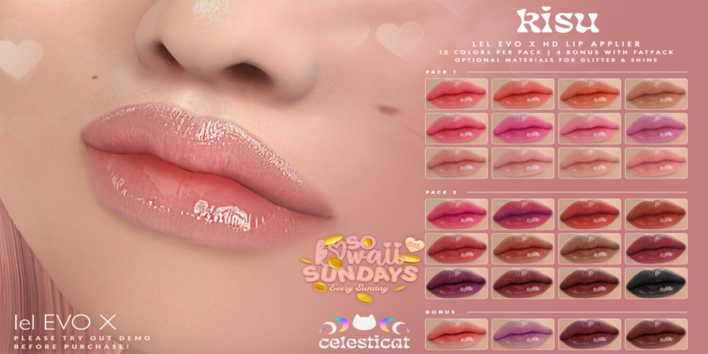 Kisu Lips - EvoX	&lt;a href=&quot;http://maps.secondlife.com/secondlife/Oni/161/94/3&quot; target=&quot;_blank&quot;&gt;Teleport&lt;/a&gt;