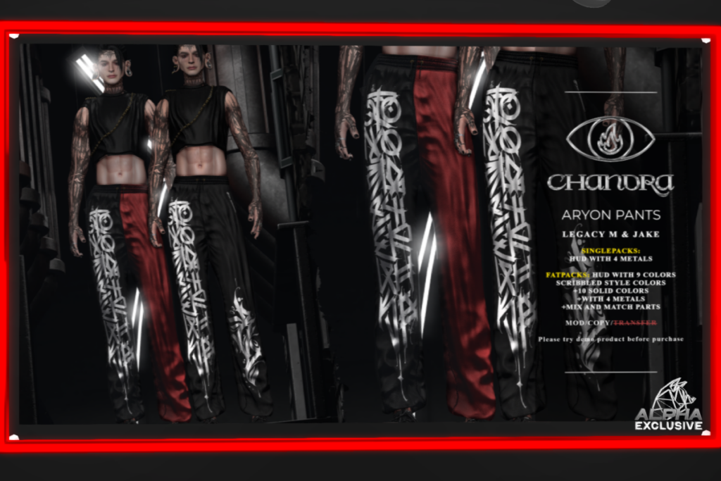 Aryon Pants - Jake/Legacy, L$250 each/L$1500 FP